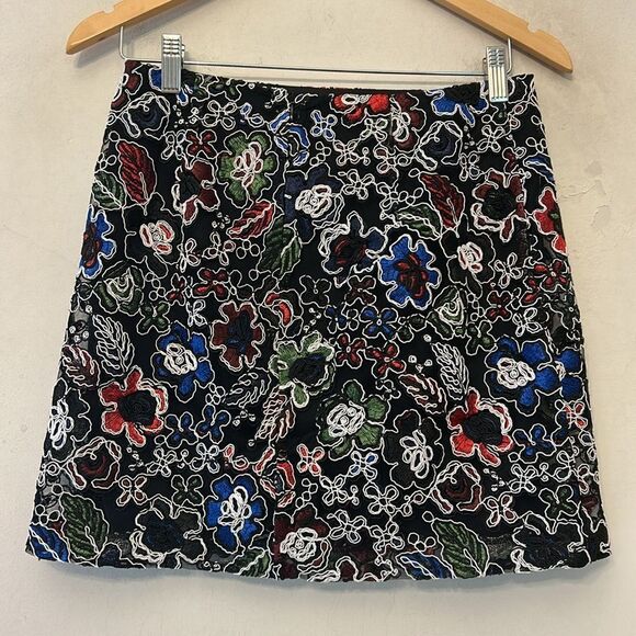 Zara Floral Embroidered Multicolored mini skirt Size S NWOT - Picture 5 of 8